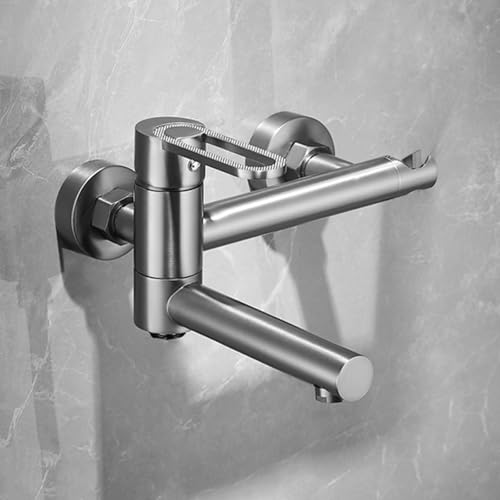 Mitigeur de bain mural à jet orientable 360 avec ensemble de douche gris