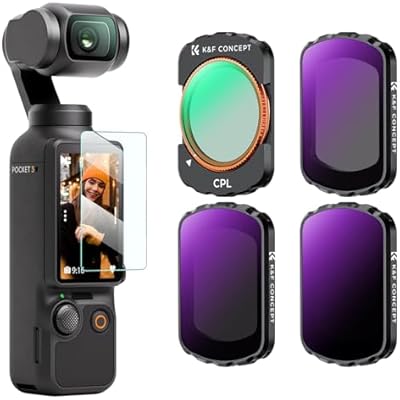 K&F CONCEPT Magnetic 4 Pack ND & CPL Filter Kit Compatible with DJI OSMO Pocket 3, CPL ND16 ND64 ND256 Polarizing Neutral Density Filters, Multi-Coated/HD Optical Glass/Gimbal Compatible