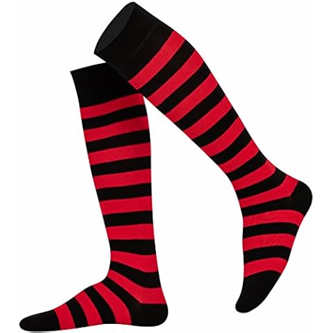 Mysocks Unisex Kniestrümpfe lange Socken Streifen rot schwarz Cover