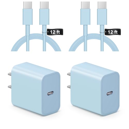 Image of iPhone 17 16 15 Charger Fast Charging 12FT - 20W USB C Charger Block | with 12FT Type C to C Cable Compatible with iPhone 17 /17 Pro /17 Pro Max /Air /16 /16e /15, iPad Pro, iPad Air (Blue)