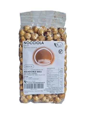 Geschälte und geröstete sizilianische Haselnüsse - Trockenfrüchte Quelle für Vitamine und Ballaststoffe - Glutenfrei (500g)