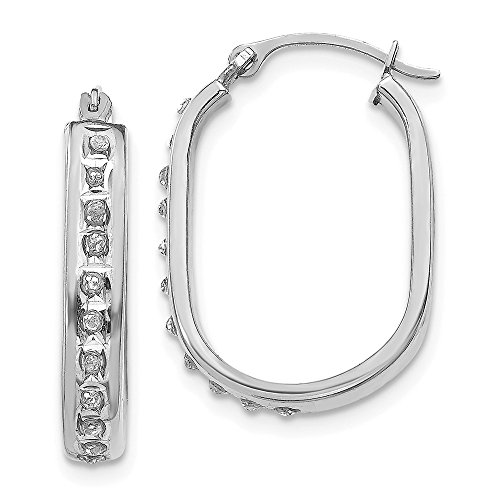 14K White Gold Diamond Fascination Squared Hinged Hoop Earrings #TOP25