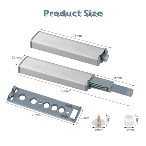 2 Stück Drucktüröffner Push to Open Türöffner, Schranktür Dämpfer, Schrank Türöffner Tip On, Türen Möbel Schubladen Schranktür Drucktüröffner, Druckschnapper Öffner Druck, für Bücherregale, Türen