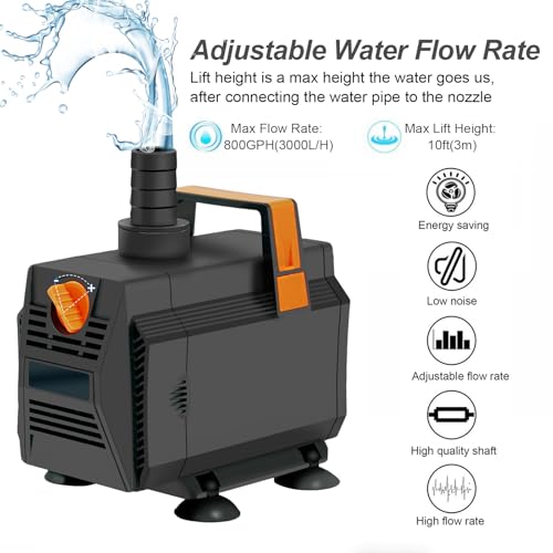 Zephviora Wasserfall Set 30 cm für Gartenteich, 304 Edelstahl Wasserfall Box mit 45W 3000 L/h Pumpe & 3m Schlauch – Verstellbarer Durchfluss für Breiten Wasserfall, Bachlauf & Quellstein