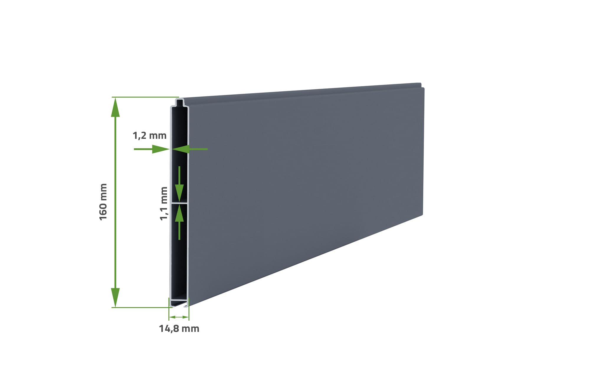 Casanoov Portail Battant EIGER Aluminium Gris Anthracite 300 x 176 cm 3 x 1,76 m 5,28 m² Plein Lames Horizontales Extérieur Intimité Résistance Vent 50 km/h Serrure Barillet 5 Clefs Inclus