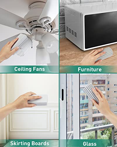 Damp Duster, Magical Dust Cleaning Sponge Baseboard Cleaner Duster Sponge Tool, Reusable Dusters For Cleaning Blinds, Vents, Ceiling Fan, And Cobweb, Lock Dust, No Dust Flying And Spreading, Grey #TOP2