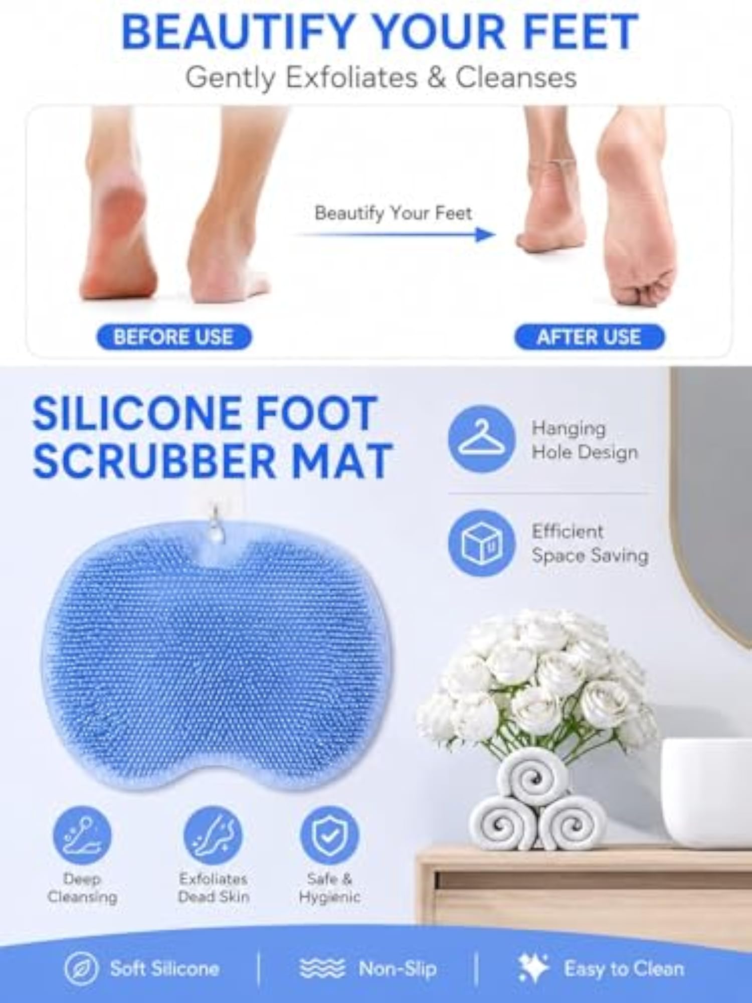 Silicone Foot Scrubber, Pack of 2 for Deep Cleaning