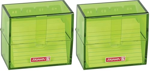 Brunnen 102058052 Karteikasten, 8, 5 x 7, 5 x 4, 8 cm (für A8 Karteikarten), Polystyrol, kiwi, Colour Code (Packung mit 2)