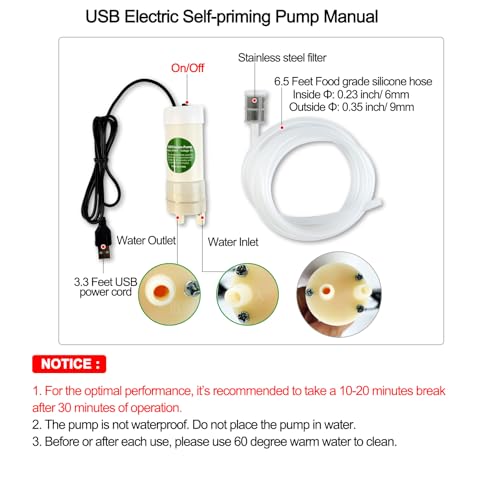 Portable USB Electric Auto siphon Self-Priming Pump for Home brew Wine,Beer and Kombucha, Water Transfer Pump Kit, 2L/Min, Low Noise, with Food-Grade 6.5FT hose - Thumbnail 4