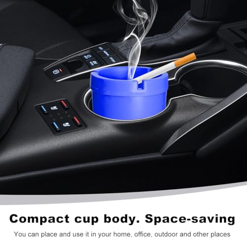 Image of Ohleats 2 PCS Car Ashtray, Smokeless Smellproof Windproof Self-Extinguishing Auto Ashtray, Portable Mini Vehicle Cigarette Trash Can Fits Most Cup Holder for Home Office, Car Accessories (Blue)