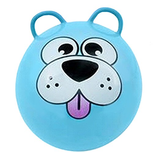 Hippity Hop Exercise Hopper Jump Balls with Animal Face and Two Handles for Kids (Blue Puppy)
