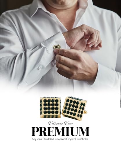 Large Square Studded Colored Crystal Cuff Links for Men – Tuxedo Suit Accessories, Cufflinks for Men2
