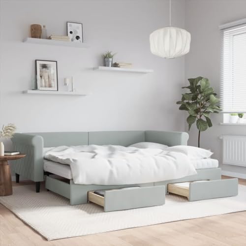 Vetnasa Sofá Cama Nido con cajones tercio Gris Claro 90x200 cm Mobiliario, Camas y Accesorios, Camas y somieres Gris 65,76 KG