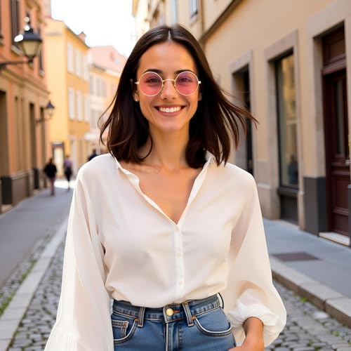 HJSTES Polarized Round Sunglasses Womens Men Retro Hippie Glasses Small Circle Sunnies3