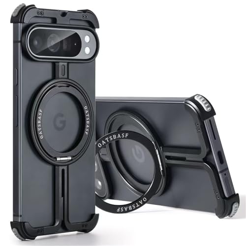 Coque Google Pixel 9 Pro XL MagSafe mince sans cadre en aluminium avec anneau noir