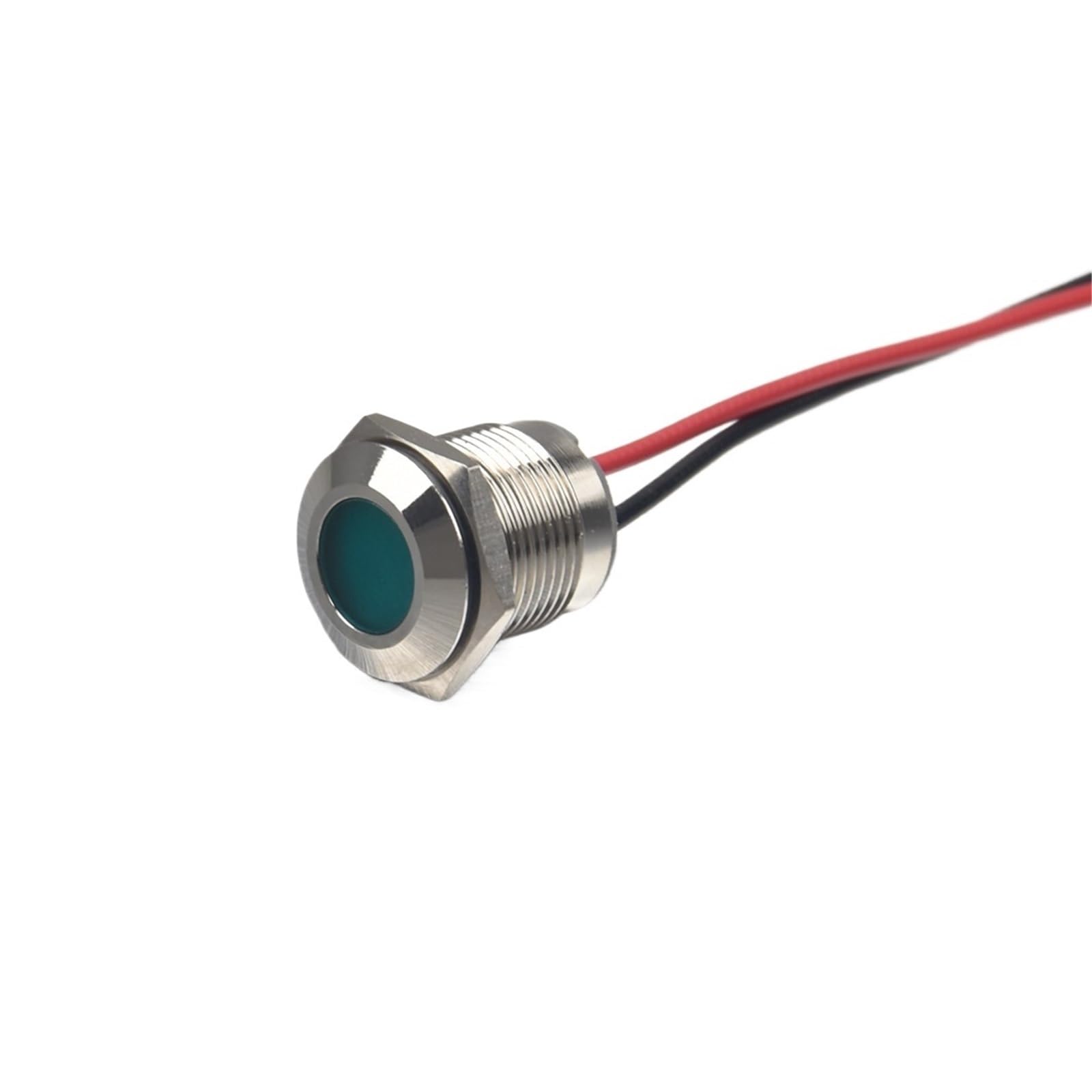 22 mm płaska przemysłowa lampka kontrolna, 3-48 V/220 V, lampa sygnalizacyjna LED z liną stalową 150 mm (zielone światło, 220 V)
