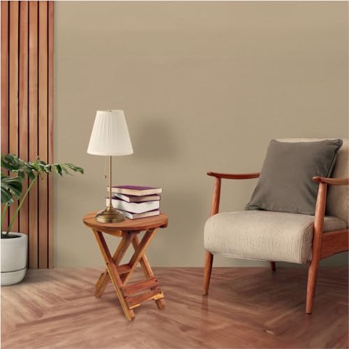 Daxuly SMALL PATIO TABLE Outdoor Folding Side Table, Portable Side Table, Small Side Table, Accent Table, Small Coffee End Table, Wood Table Top thumb #5