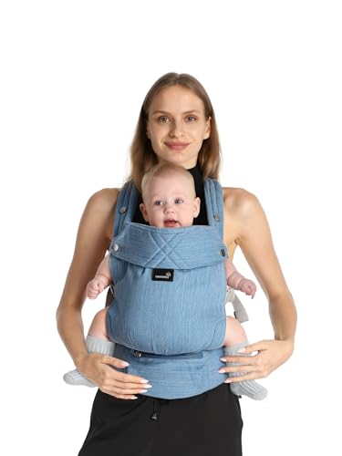Image of GROWNSY Baby Carrier Newborn to Toddler with Head Support, Denim Blue