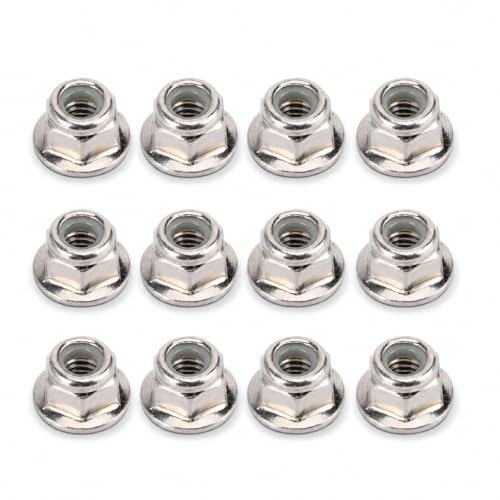 Tuerca bloqueo rueda antideslizante, fijación segura con forro nylon, Accesorios RC 1/10 4mm 12 piezas plata for entusiastas, competiciones todo terreno y uso recreativo (Plata)