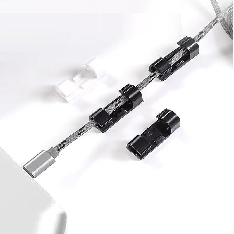10pcs Medium Self Adhesive Cable Clips black,Wire Clips Cable Management Wire Organizer Cord Holder for Under Desk, Car, Wall, TV PC Ethernet Cable miniatura 5