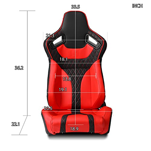 Modifystreet Pair Of Universal Main Black+Red Side Pvc Leather Sport Reclinable Racing Seats W/Sliders #TOP1