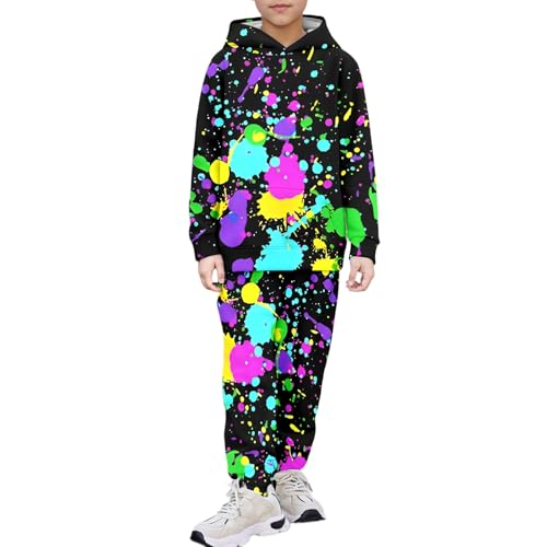 Chándal con capucha para niños pequeños de dos piezas con estampado infantil moderno #286
