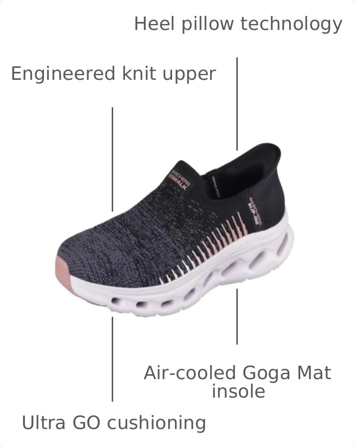 Image of Skechers Women's Go Walk Glide Step 2.0 Venus Hands Free Slip-Ins Sneaker | Hands Free Slip-ins, Glide-Step Midsole, Air-Cooled Goga Mat Insole, Ultra Go Cushioning, Vegan, Machine Washable