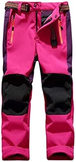 CATERTO Girls/Boys Fleeced Snow Hiking Pants Water Repellent Windproof Outdoor Sports Softshell Winter