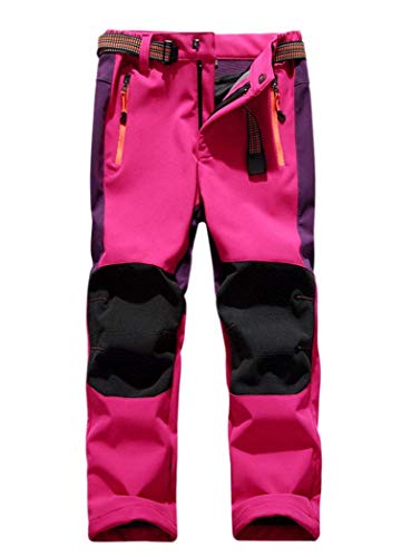 CATERTO Girls/Boys Fleeced Snow Hiking Pants Water Repellent Windproof Outdoor Sports Softshell Winter