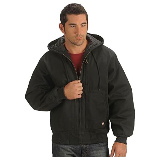 Dickies Men's Rigid Duck Hooded Jacket, Black, Medium