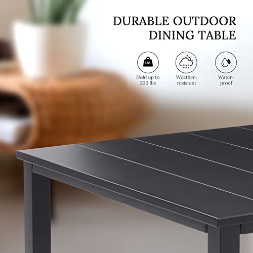 Vicllax Rectangle Outdoor Dining Table For 6 Person, All Weather 35"X 63" Patio Table For Lawn Garden, Black #TOP5