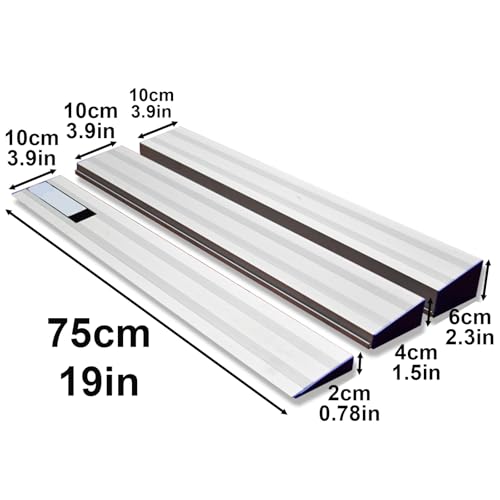 Rampa de umbral de aluminio de 75 cm con textura antideslizante para silla de ruedas, scooter, bicicleta y acceso vehicular, fácil instalación miniatura 2