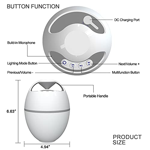 Uekars Casse Bluetooth con Luce LED RGB, Altoparlante Wireless Portatile con Microfono Incorporato, Casse Galleggiante Impermeabile IP67 per Vasca Idromassaggio, Campeggio, Spiaggia, Esterno/Interno