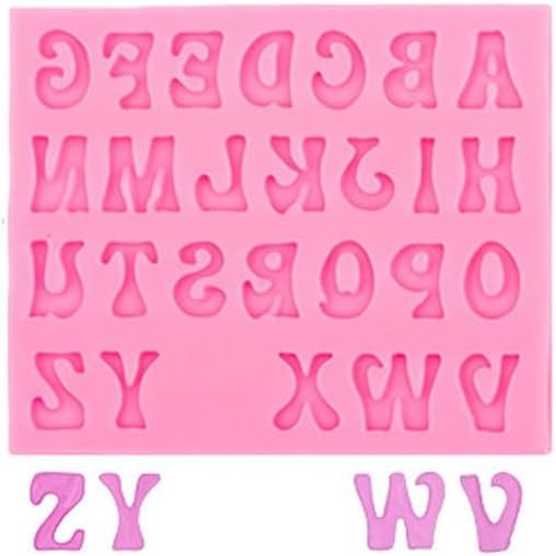 Fondant Mold Silicone Mini A-Z 26 English Letters Mold Cake Mold Baking Cake Decoration Cupcake Topper Tools Alphabet Pink Handmade DIY Mould Tool For Handmade Chocolate Candy