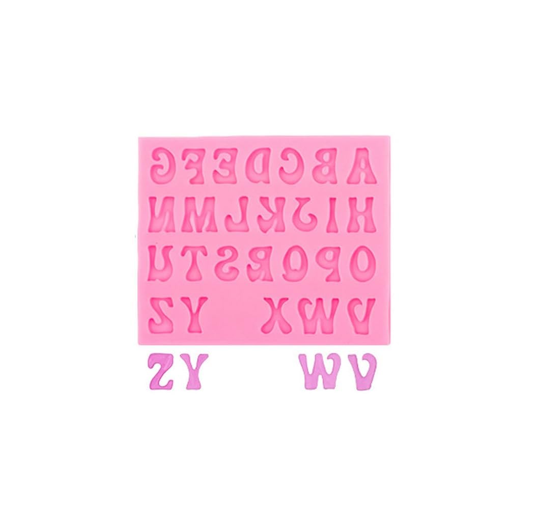 Fondant Mold Silicone Mini A-Z 26 English Letters Mold Cake Mold Baking Cake Decoration Cupcake Topper Tools Alphabet Pink Handmade DIY Mould Tool For Handmade Chocolate Candy