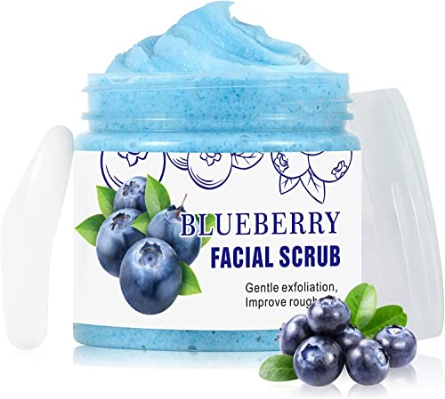 Blueberry Facial Scrub & Facial Exfoliator, Deep Cleansing Exfoliating Face Scrub, Brightening Facial Scrub, Facial Scrub Exfoliator For Blackhead Improve Dark Spots Acne For All Skin Types - 3.25 Oz #TOP23