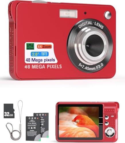 Andoer Câmera digital compacta: 4K 48MP, foco automático, zoom de 16x, anti-vibração, detecção de ro