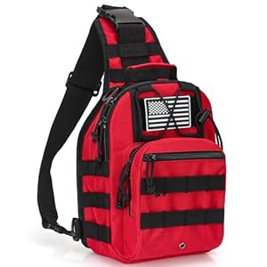 First Aid Sling Backpack – EMS Equipment Emergency Medical Supplies Tactical Range Shoulder Molle Bag – Heavy Duty Sports Outdoor Rescue Pack – Perfect for Camping Hiking Trekking – Red