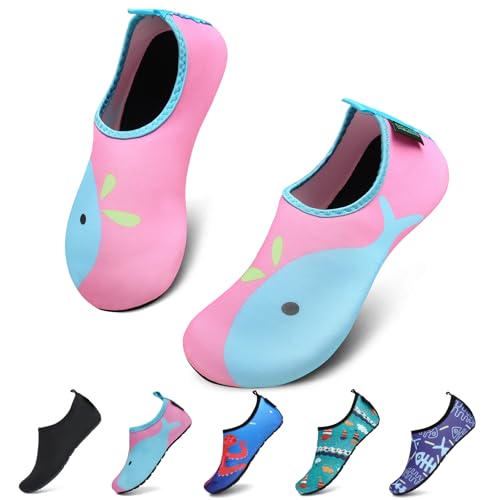 SAGUARO Escarpines Niño Niña Zapatillas para Agua Zapatos de Río Playa Calzado Deportes Acuáticos para Piscina Buceo Surf Natación Nadar Mares Vela Rocas, Taffy Rosa, 34/35 EU