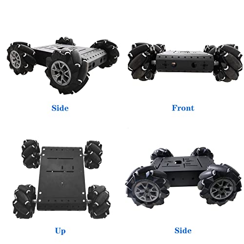 4Wd Omni-Directinal Smart Robot Car Chassis With 96Mm Mecanum Wheel & Dc Motors, Rc Aluminum Alloy Frame Diy Steam Platform For Raspberry Pie Ros Python Arduino Uno R3 Ai Coding Program Learning #TOP2
