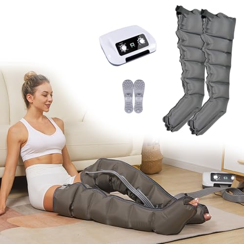 Professional Air Pressure Compression Pressotherapy Massager for Home Use, Pressotherapy for Legs and Abdomen, Pressotherapy Machine for Leg Massage with 6 Chambers (Gray, 2 Legs)