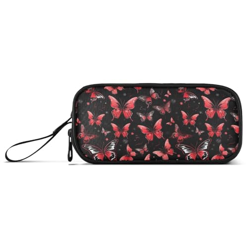 astuccio a forma di farfalla grande capacità con scomparti con cerniera per cancelleria per bambini e adolescenti Multicolore Taglia unica regolare elegante rosso