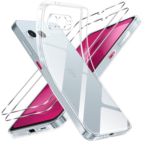 Vauki Klar Hülle für Telekom T Phone 3 1 Handyhülle mit 2 Stück Panzer Schutz Glas Weiche TPU Transparent Silikon Case Militärischer Schutz Stoßfest Schutzhülle Dünn Durchsichtige Cover