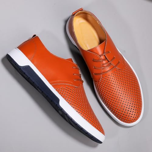 Men's Casual Oxford Shoes - Breathable Leather, Flat - Fashion Sneakers &Hollow - Out, Versatile Daily Wear4