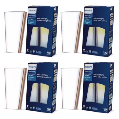 Image of PHILIPS 12W 3 Colours in 1 Decorative Wall Light | Neos Gold Scene Switch Wall Light for Decoration | Colour : Tunable White, Pack of 4
