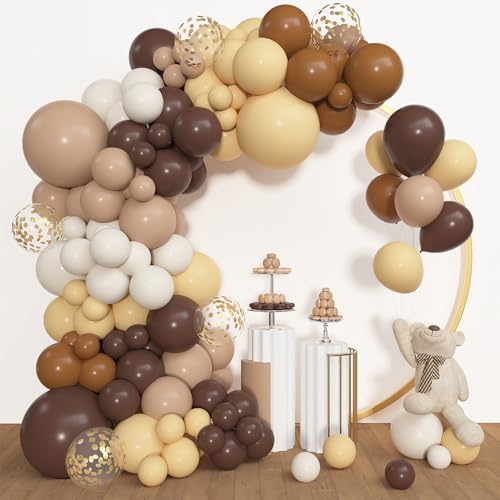 Image of Amandir 153pcs Dark Light Brown Balloon Garland Arch Kit Different Sizes