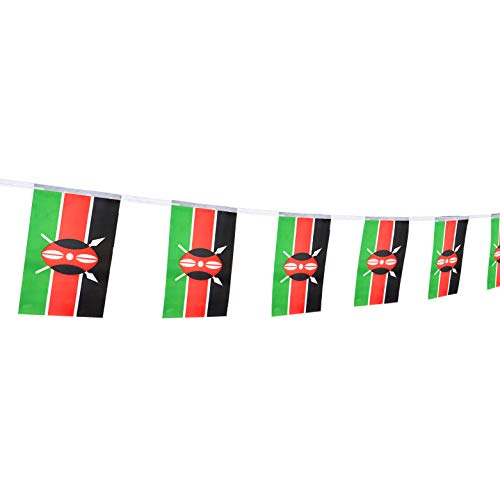 Kind Girl Kenya Flag Kenyan Flag,100Feet/76Pcs National Country World Pennant Flags Banner,Party Decorations Supplies for Olympics,Bar,Indoor and Outdoor Flags,International Festival