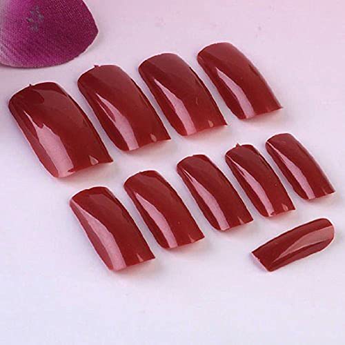 Enforten EFTBN00031 500Pcs Dark Red Abs Plastic French Full False Fake Nail Tips Art Fashion Design thumb #1