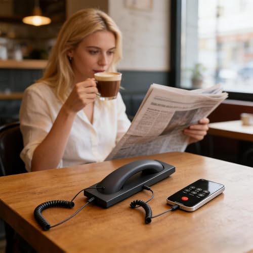 Auriculares de teléfono retro con cable jack para llamadas en oficina y casa 5