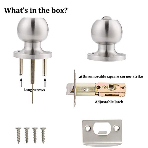 Privacy Door Knobs With Lock Inside Satin Nickel Bath/Bed Interior Door Handles Keyless 10 Pack Round Ball Door Knobsets,Thumb Turn Button Inside #TOP5